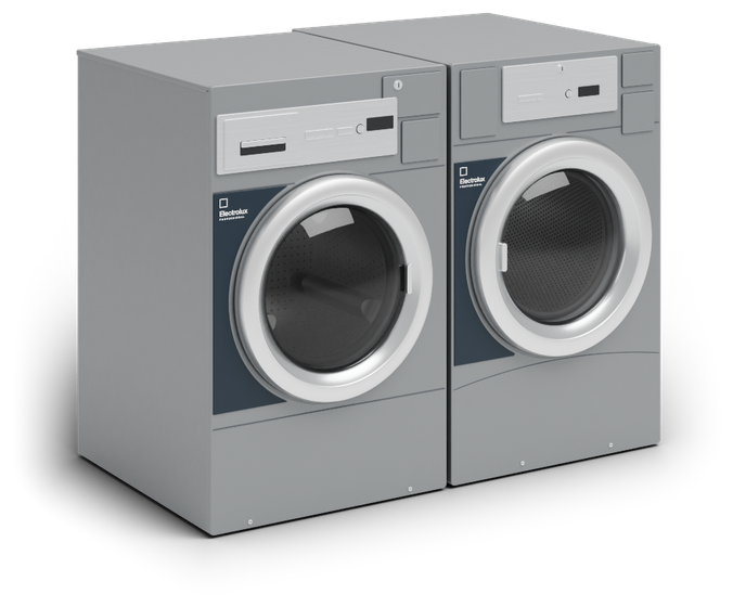 Lavarropas y secarropas Electrolux Professional myPRO instalados uno al lado del otro